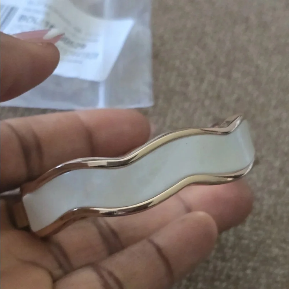 Anne Klein Beautiful 2 Tone Wavy Cuff Bracelet Gold White Women New